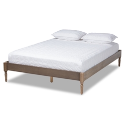 Baxton Studio Colette French Bohemian Weathered Grey Oak Finished Wood Queen Size Platform Bed Frame